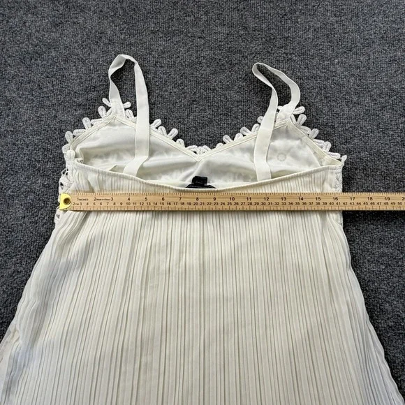 French Connection White Lace Bodice Pleated Maxi Dress Spaghetti Straps US 10 - Picture 5 of 6